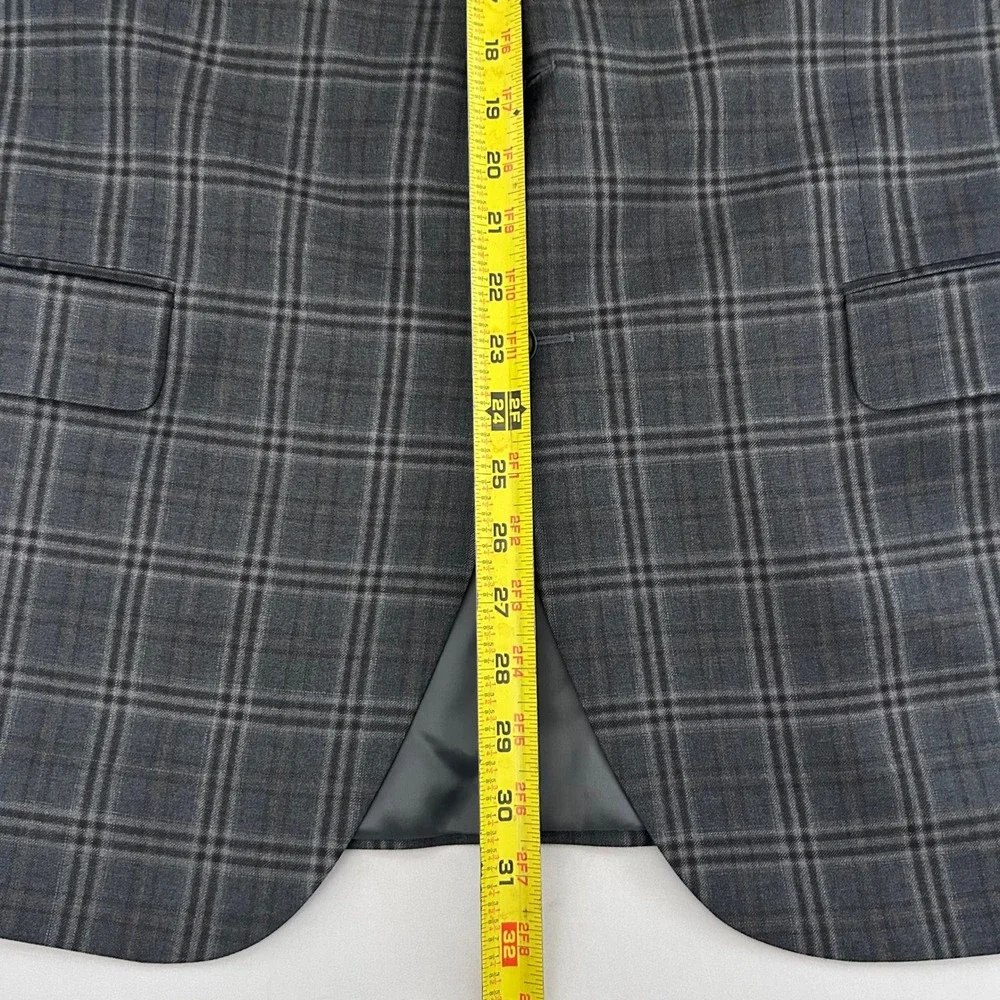 Peter Millar Flynn Sport Coat Men 44R Gray Plaid 100% Wool Jacket Made in Canada